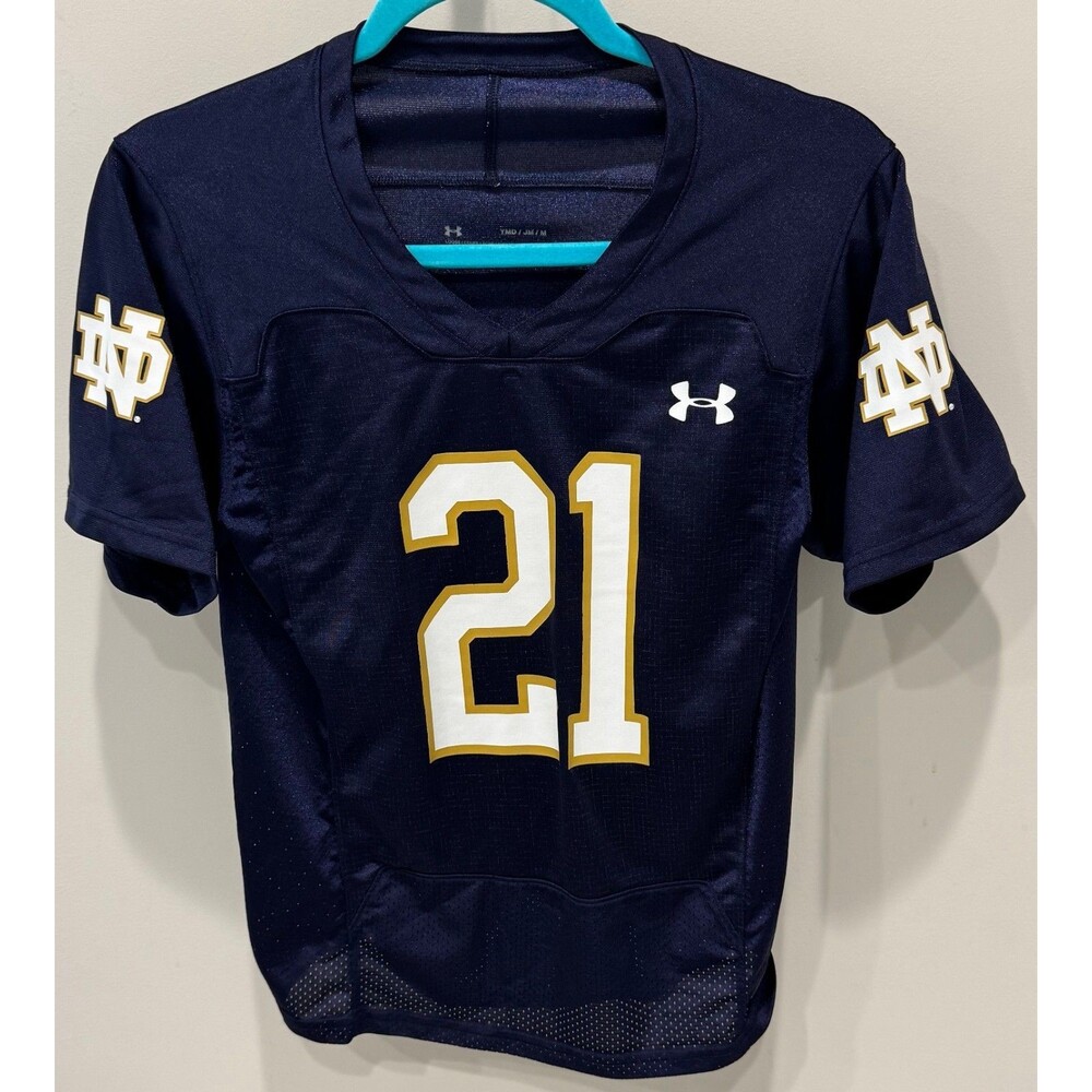 Notre Dame Fighting Irish Under Armour Football Jersey #21 - Youth Medium - Navy